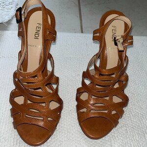 NEW- Fendi Tobacco high heel sandal size 35